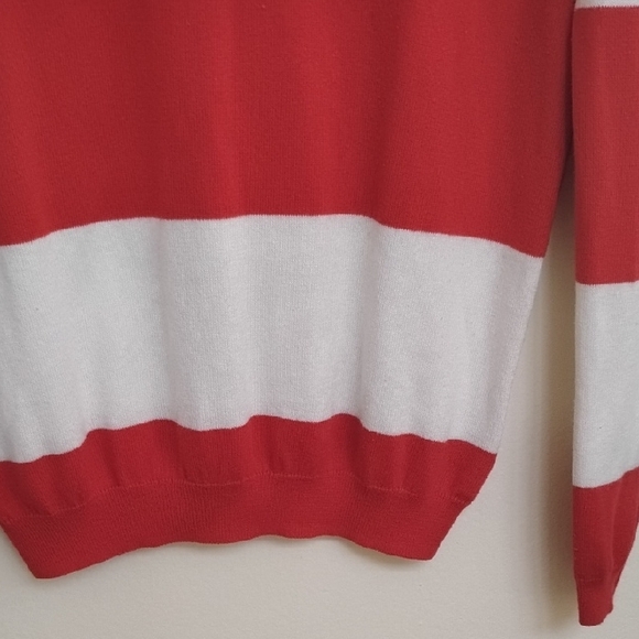 Timing Red and White Striped Crew Neck Sweater - Picture 6 of 11